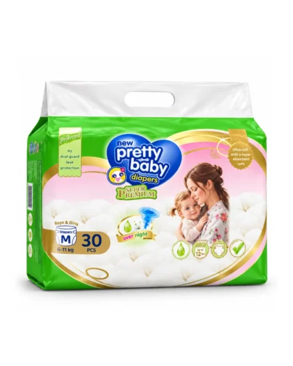 Pretty Baby Overnight Tape Diapers 30 PCS – M